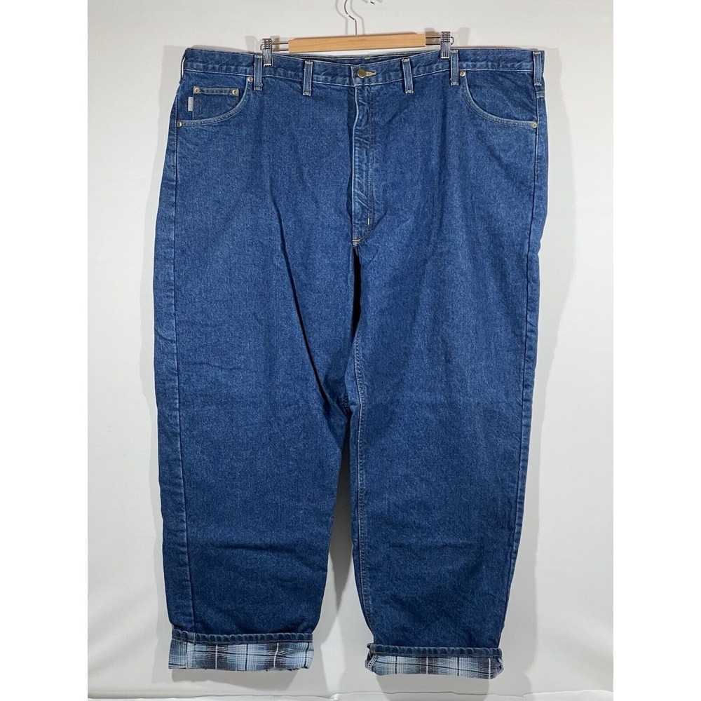 Carhartt B21 Jeans Mens 50x32 Flannel Lined Blue Denim Workwear Heavy Duty